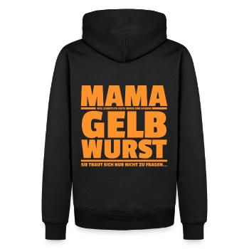 Mama Gelbwurst lustiges Geschenk für Kinder - Männer Premium Bio Hoodie - Schwarz - Hinten - Nico (187cm)