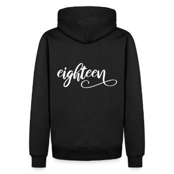 18 et enfin 18e anniversaire | 18 ans d’âge légal - Sweat à capuche Premium bio Homme - noir - Dos - Nico (187cm)