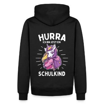 Hurra ich bin jetzt ein Schulkind - Männer Premium Bio Hoodie - Schwarz - Hinten - Nico (187cm)