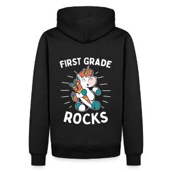 Hello 1st Grade - Hello First Grade Rocks - Men’s Premium Organic Hoodie - black - Back - Nico (187cm)