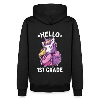 Allô 1ère année - Bonjour les roches de première année - Sweat à capuche Premium bio Homme - noir - Dos - Nico (187cm)