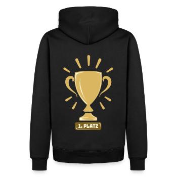 1. Platz Gold Sieger Gewinner Winner Erster Sieg - Männer Premium Bio Hoodie - Schwarz - Hinten - Nico (187cm)