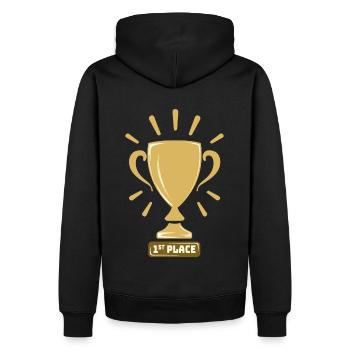 1. Platz Gold Sieger Gewinner Winner Erster Sieg - Männer Premium Bio Hoodie - Schwarz - Hinten - Nico (187cm)