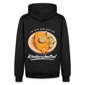 I'm Just Here For The Kinderschnitzel - Männer Premium Bio Hoodie - Schwarz - Hinten - Nico (187cm)