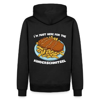 I'm Just Here For The Kinderschnitzel - Männer Premium Bio Hoodie - Schwarz - Hinten - Nico (187cm)