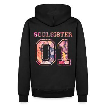 Soulsister 01 Partner Paar Freund BFF Freundin - Sweat à capuche Premium bio Homme - noir - Dos - Nico (187cm)