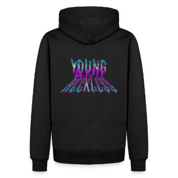 Jeune et téméraire - Sweat à capuche Premium bio Homme - noir - Dos - Nico (187cm)