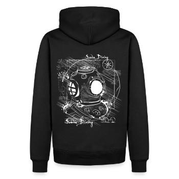 Taucherhelm Skizze Tauchen Retro Da Vinci - Männer Premium Bio Hoodie - Schwarz - Hinten - Nico (187cm)