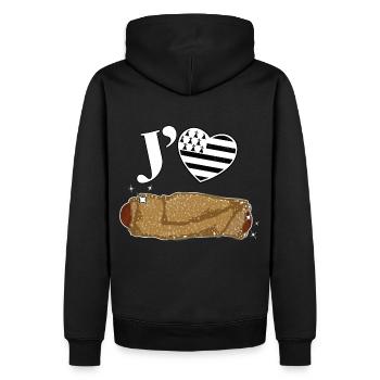 bretagne galette saucisse - Sweat à capuche Premium bio Homme - noir - Dos - Nico (187cm)