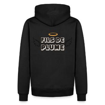 Fils de Plume : L'Ange Rebelle - Sweat à capuche Premium bio Homme - noir - Dos - Nico (187cm)