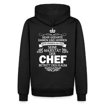 Seine Majestät Chef Boss Vorgesetzter Geschenkidee - Männer Premium Bio Hoodie - Schwarz - Hinten - Nico (187cm)