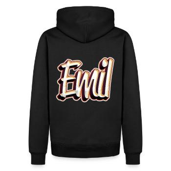 Emil Prénom Nom Graffiti Design - Sweat à capuche Premium bio Homme - noir - Dos - Nico (187cm)