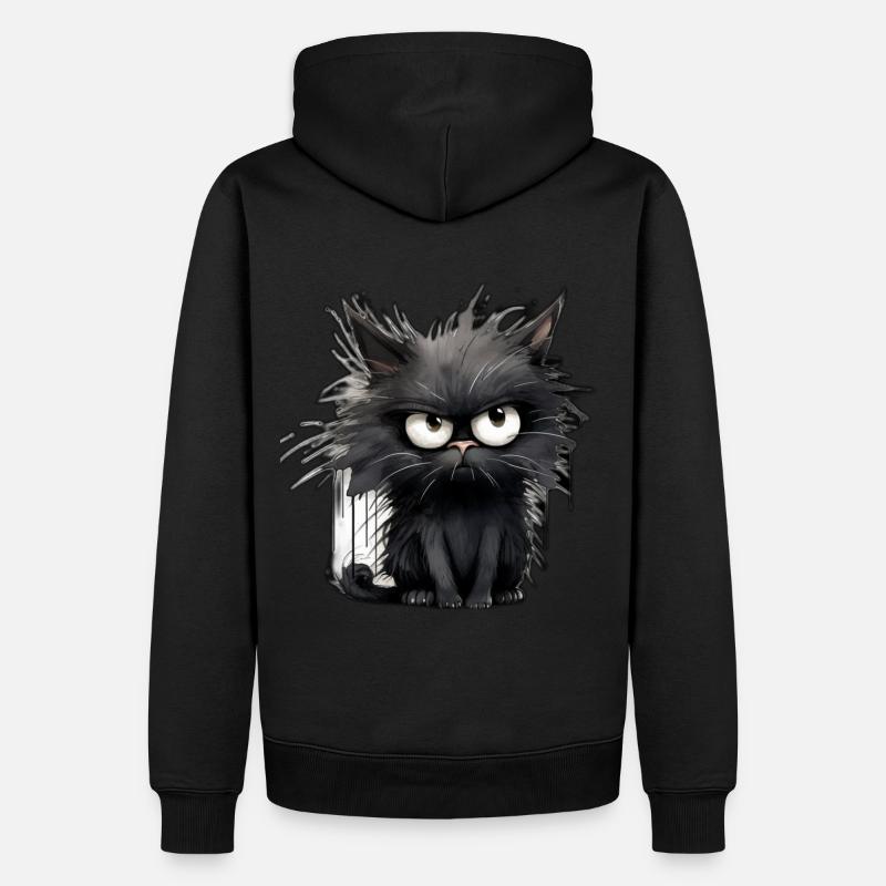Chat de mauvaise humeur - Sweat à capuche Premium bio Homme - noir