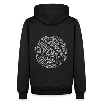 Empreinte digitale de basket-ball - Sweat à capuche Premium bio Homme - noir - Dos - Nico (187cm)