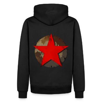 Stern Kreis rostig vintage rot - Männer Premium Bio Hoodie - Schwarz - Hinten - Nico (187cm)