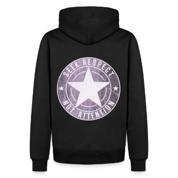 SEEK RESPECT stern pink frauenpower - Männer Premium Bio Hoodie - Schwarz - Hinten - Nico (187cm)