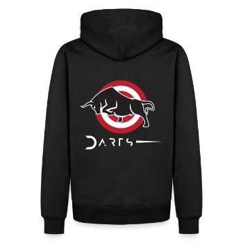 Darts - Männer Premium Bio Hoodie - Schwarz - Hinten - Nico (187cm)