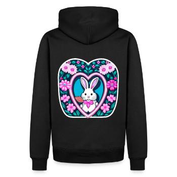 Blumenmit Osterhase - Männer Premium Bio Hoodie - Schwarz - Hinten - Nico (187cm)