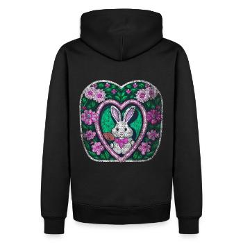 retro Used-look Osterhase klassisch - Männer Premium Bio Hoodie - Schwarz - Hinten - Nico (187cm)