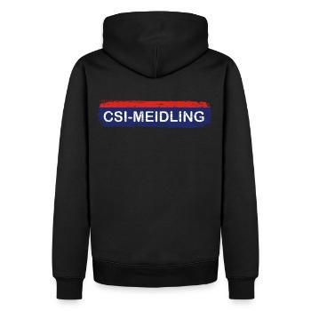 Meidlinger Polizei Forensiker - Männer Premium Bio Hoodie - Schwarz - Hinten - Nico (187cm)
