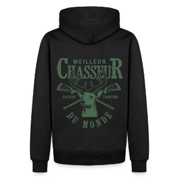 meilleur chasseur du monde cadeau papa papy chasse - Sweat à capuche Premium bio Homme - noir - Dos - Nico (187cm)