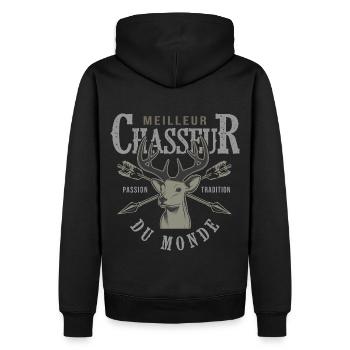 meilleur chasseur du monde cadeau papa chasse - Sweat à capuche Premium bio Homme - noir - Dos - Nico (187cm)