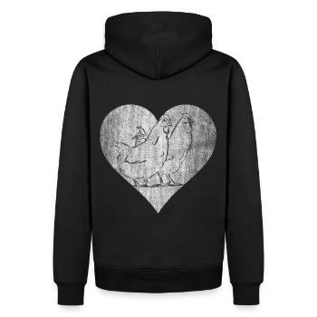 Herz für Hühner - Männer Premium Bio Hoodie - Schwarz - Hinten - Nico (187cm)