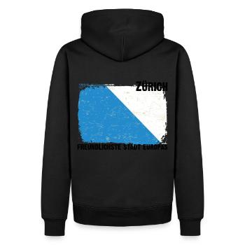Zürich, die freundlichste Stadt Europas - Männer Premium Bio Hoodie - Schwarz - Hinten - Nico (187cm)