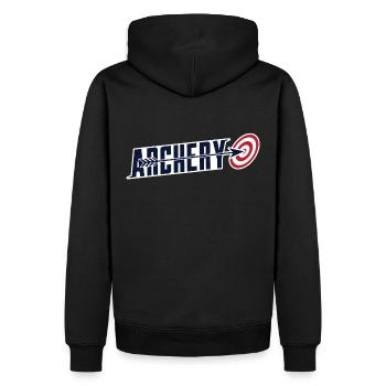 tir à l'arc - Sweat à capuche Premium bio Homme - noir - Dos - Nico (187cm)
