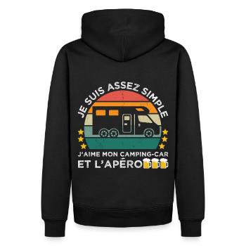 J' aime mon camping-car et l' apéro humour camping - Sweat à capuche Premium bio Homme - noir - Dos - Nico (187cm)