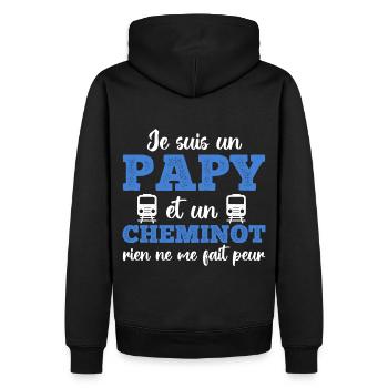 Je suis un papy cheminot humour train cadeau - Sweat à capuche Premium bio Homme - noir - Dos - Nico (187cm)