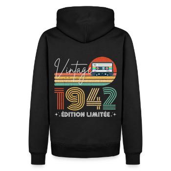 Vintage 1942 cadeau année de naissance 1942 rétro - Sweat à capuche Premium bio Homme - noir - Dos - Nico (187cm)