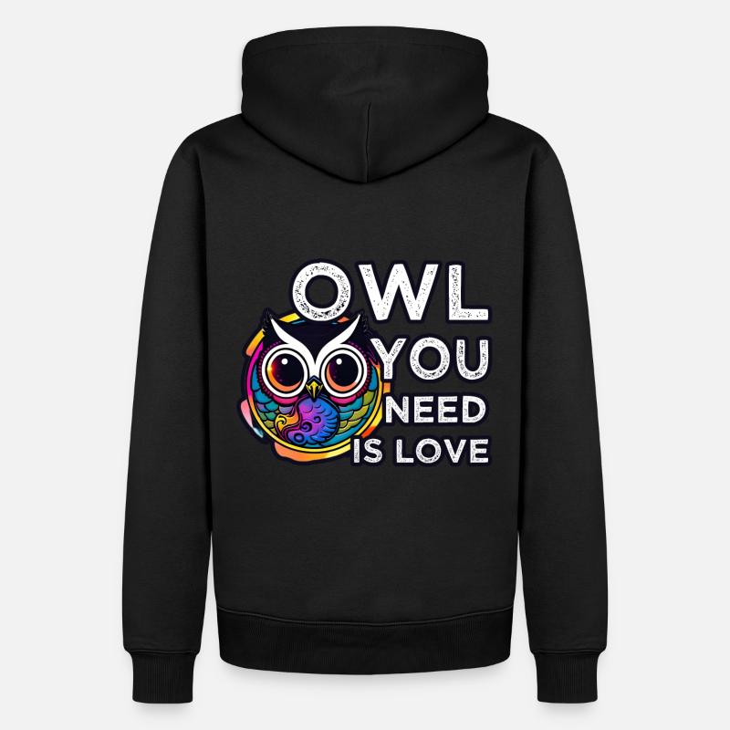 Liebe zählt Eule Eulen - Männer Premium Bio Hoodie - Schwarz