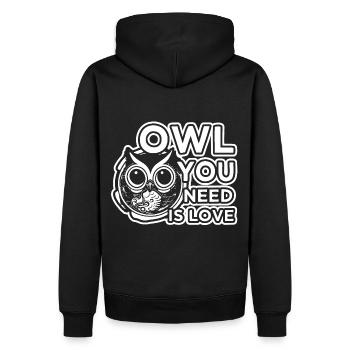 Liebe Witzig Funshirt Eule Eulen Vogel - Männer Premium Bio Hoodie - Schwarz - Hinten - Nico (187cm)