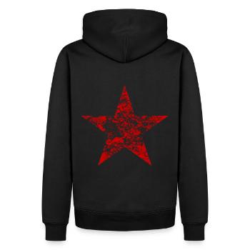 Stern rot roter Rocker - Männer Premium Bio Hoodie - Schwarz - Hinten - Nico (187cm)