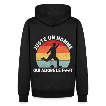 Juste un homme qui adore le foot humour footbaleur - Sweat à capuche Premium bio Homme - noir - Dos - Nico (187cm)