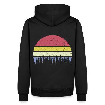 Couleurs rétro de la forêt arbres fond rétro vintage - Sweat à capuche Premium bio Homme - noir - Dos - Nico (187cm)