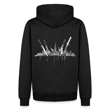 Messer Stadt - Männer Premium Bio Hoodie - Schwarz - Hinten - Nico (187cm)