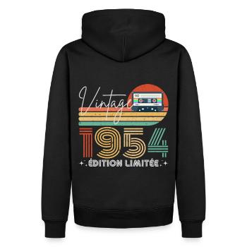 Vintage 1954 cadeau année de naissance 1954 rétro - Sweat à capuche Premium bio Homme - noir - Dos - Nico (187cm)