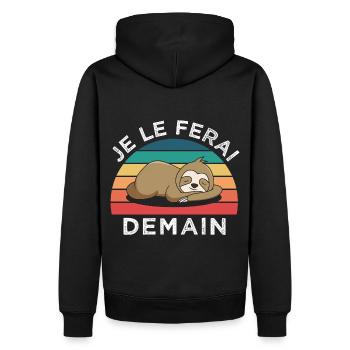 Je le ferai demain humour paresseux cadeau vintage - Sweat à capuche Premium bio Homme - noir - Dos - Nico (187cm)
