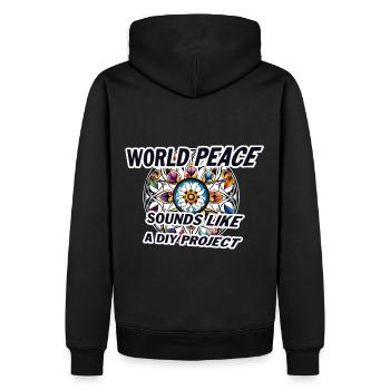 Peace World Peace DIY Dicton - Sweat à capuche Premium bio Homme - noir - Dos - Nico (187cm)