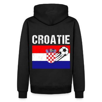 Kroatische Flagge Fußball Geschenk Kroatischer Fußball - Männer Premium Bio Hoodie - Schwarz - Hinten - Nico (187cm)