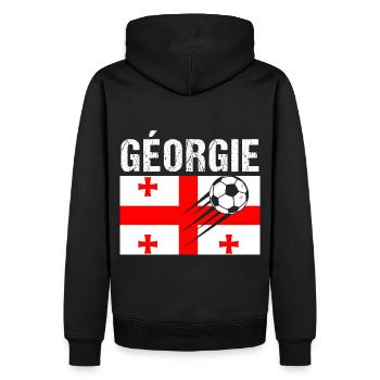 Georgia Flag Georgian Football Gift - Men’s Premium Organic Hoodie - black - Back - Nico (187cm)