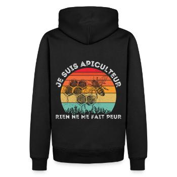 Je suis apiculteur cadeau apiculture abeille rétro - Sweat à capuche Premium bio Homme - noir - Dos - Nico (187cm)