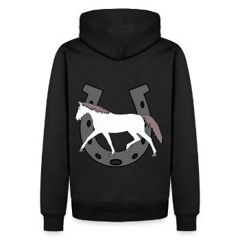 Fer à Cheval, Cheval, Cavalier, Chevaux, Poney, Cheval Blanc, Jument - Sweat à capuche Premium bio Homme - noir - Dos - Nico (187cm)