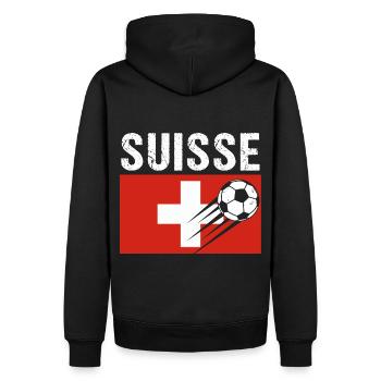 Schweiz Flagge Geschenk Schweizer Fussball Fussball - Männer Premium Bio Hoodie - Schwarz - Hinten - Nico (187cm)