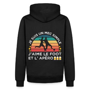 Foot et apéro humour footballeur cadeau vintage - Sweat à capuche Premium bio Homme - noir - Dos - Nico (187cm)