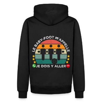 Le baby-foot m' appelle humour baby-foot vintage - Sweat à capuche Premium bio Homme - noir - Dos - Nico (187cm)