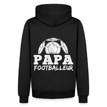 Papa footballeur cadeau football fête des pères - Sweat à capuche Premium bio Homme - noir - Dos - Nico (187cm)