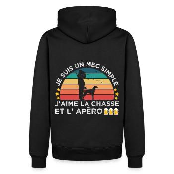 Chasse et apéro humour chasseur cadeau chasse cool - Sweat à capuche Premium bio Homme - noir - Dos - Nico (187cm)